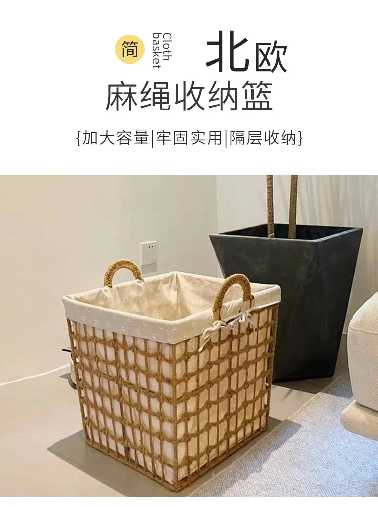 Panier à Linge Osier Tressé Style Bohème pour Chambre