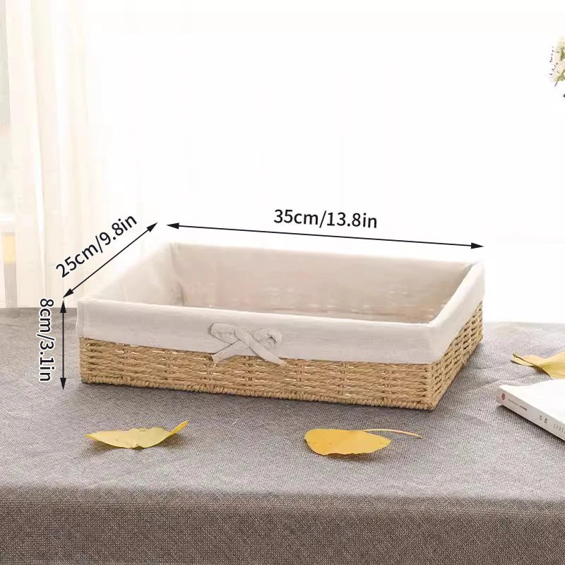 Woven Storage Baskets Organizers Picnic Breakfast Basket Laundry Box Sundries Storage Basket Desktop Cosmetics Snack Storage Box