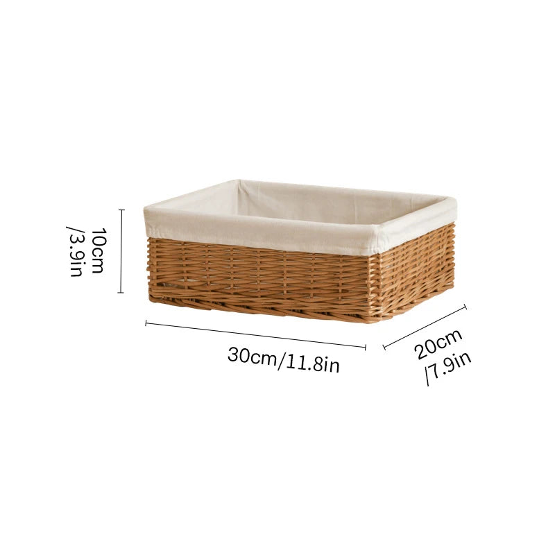 Woven Storage Baskets Organizers Picnic Breakfast Basket Laundry Box Sundries Storage Basket Desktop Cosmetics Snack Storage Box