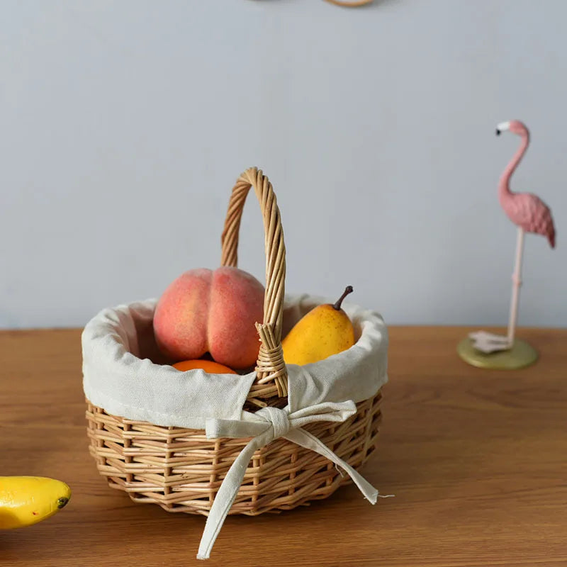 Handmade Willow Easter Basket Natural Wicker with Handle for Easter Egg Hunt Home Decor Spring Decoration Gift Fruit Basket