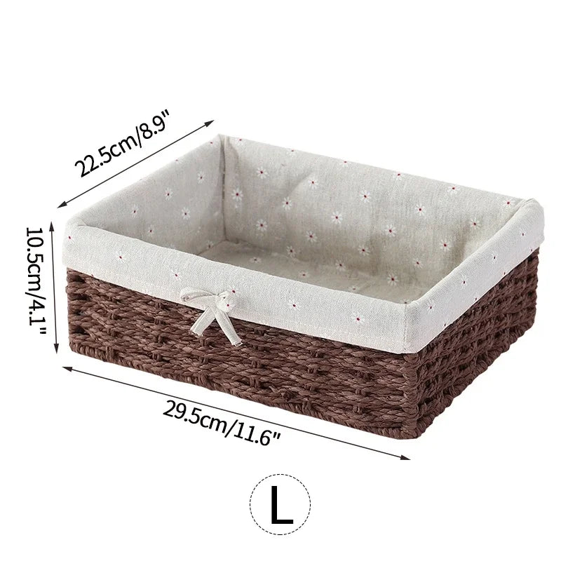 Woven Storage Baskets Organizers Picnic Breakfast Basket Laundry Box Sundries Storage Basket Desktop Cosmetics Snack Storage Box