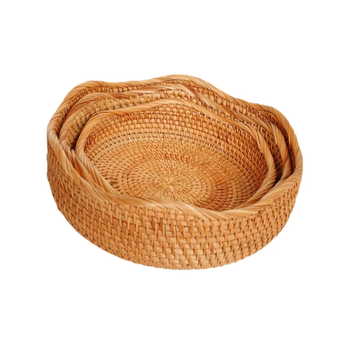 3x Woven Fruit Basket Portable Fruit Storage Holder for Tea Coffee Table
