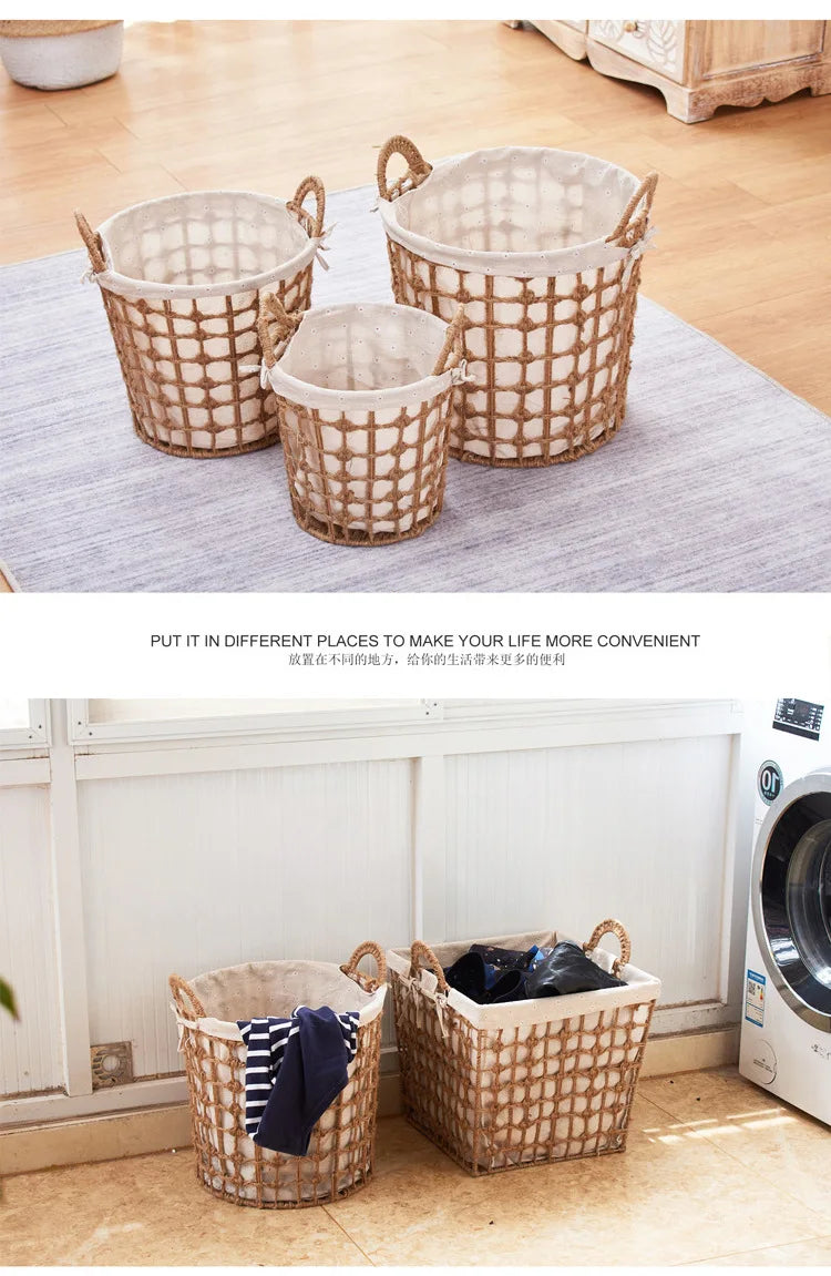 Panier à Linge Osier Tressé Style Bohème pour Chambre
