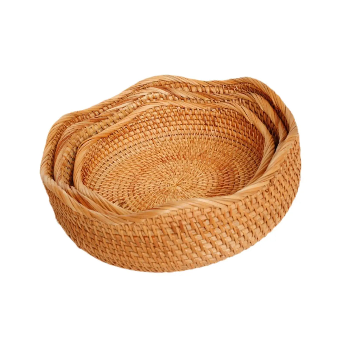 3x Woven Fruit Basket Portable Fruit Storage Holder for Tea Coffee Table