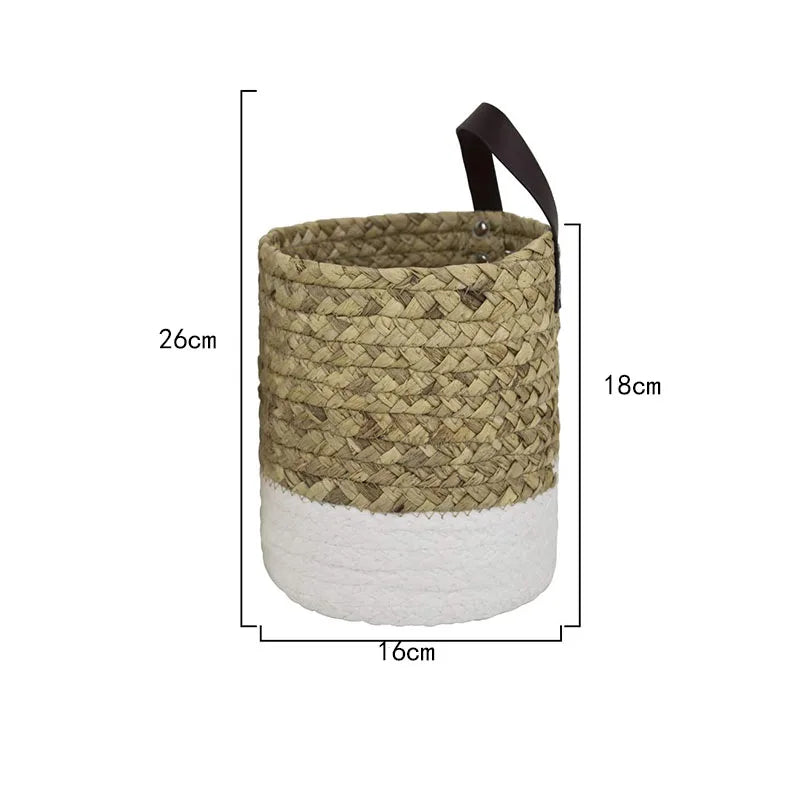 Woven Hanging Woven Rattan Baskets Basket Wicker For Planters Garden Wall Decoration Wall-mounted Basket Storage Rack