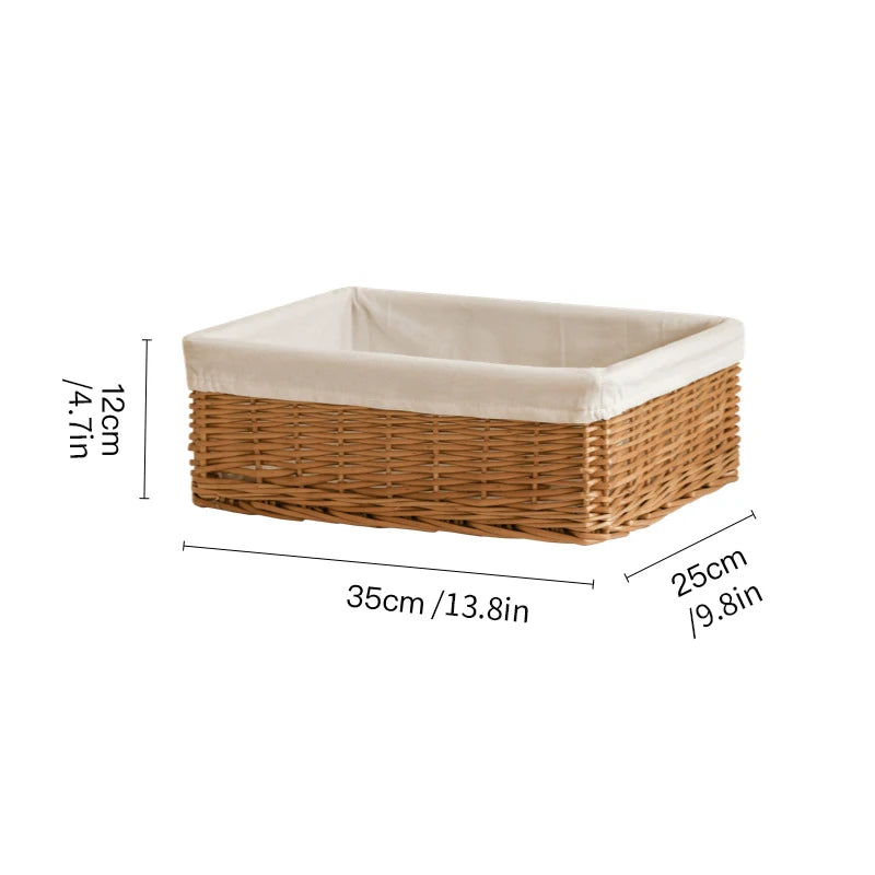 Woven Storage Baskets Organizers Picnic Breakfast Basket Laundry Box Sundries Storage Basket Desktop Cosmetics Snack Storage Box