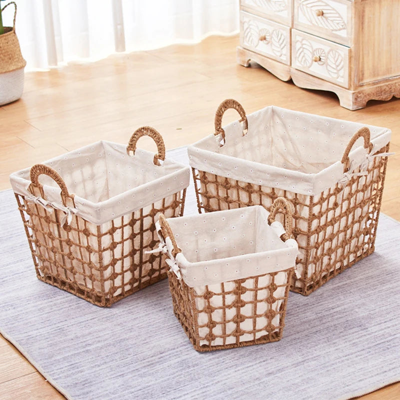 Panier à Linge Osier Tressé Style Bohème pour Chambre