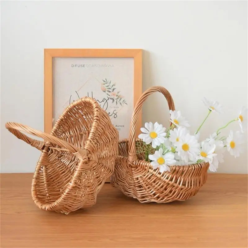 E8BD Traditional Wicker Basket Offering Durability And For Everyday Use In Shopping And Outdoor Activities