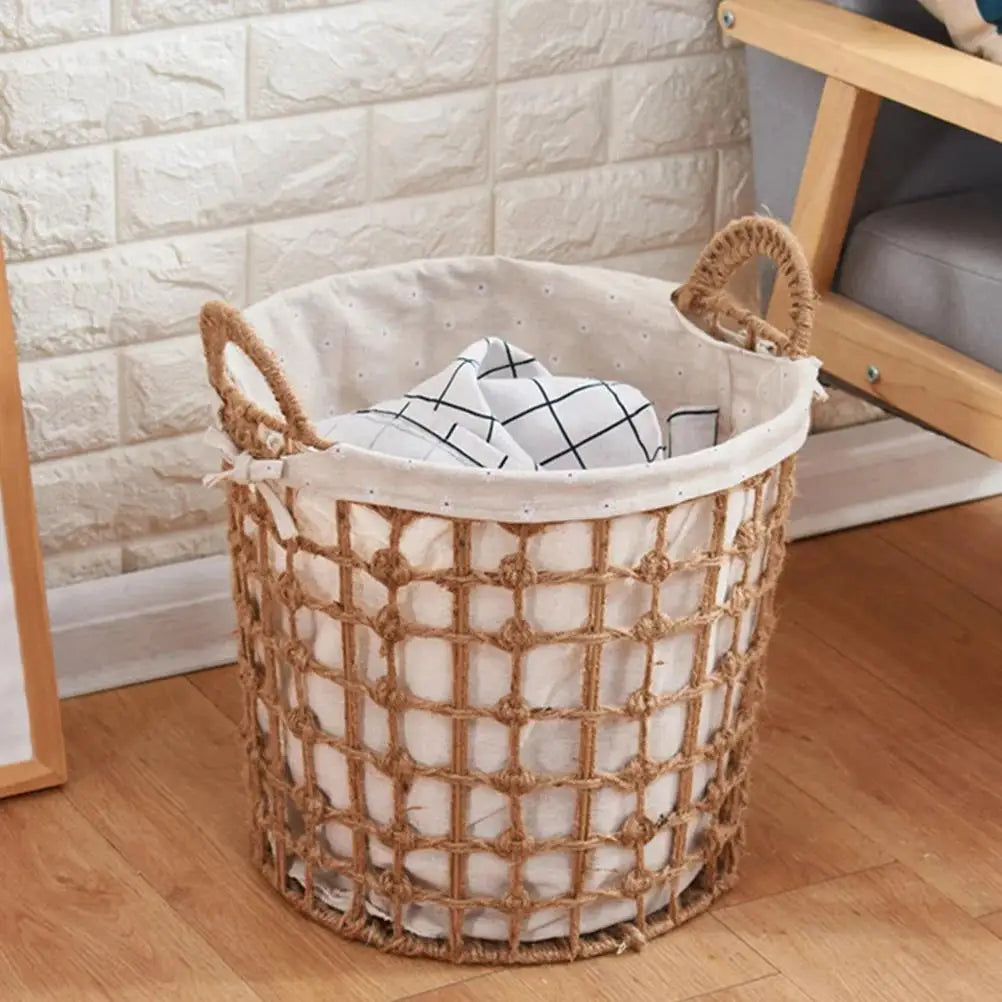 Panier à Linge Osier Rotin Grande Taille avec Poignées