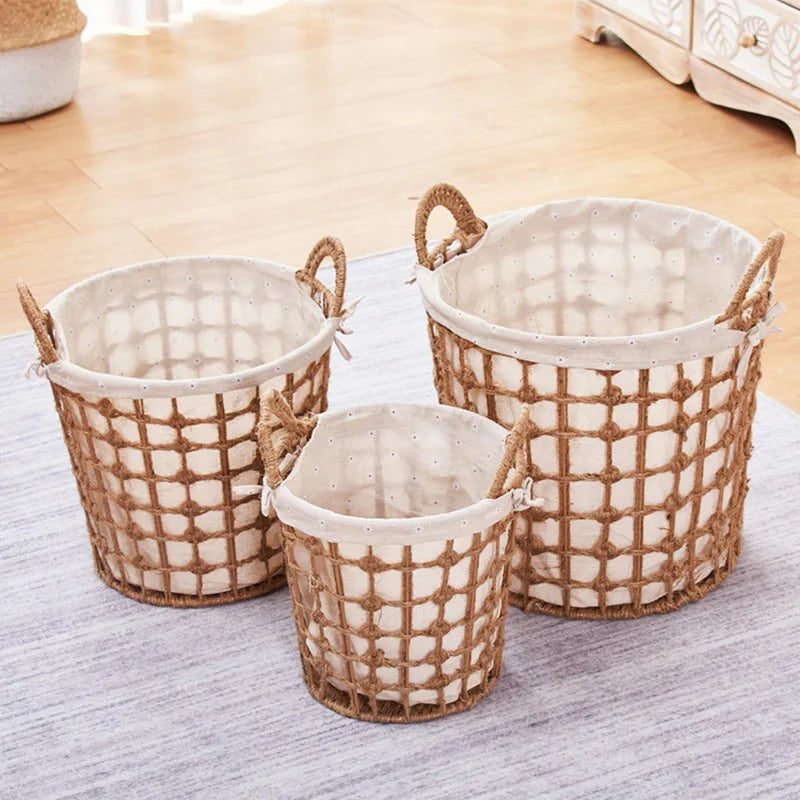 Panier à Linge Osier Tressé Style Bohème pour Chambre