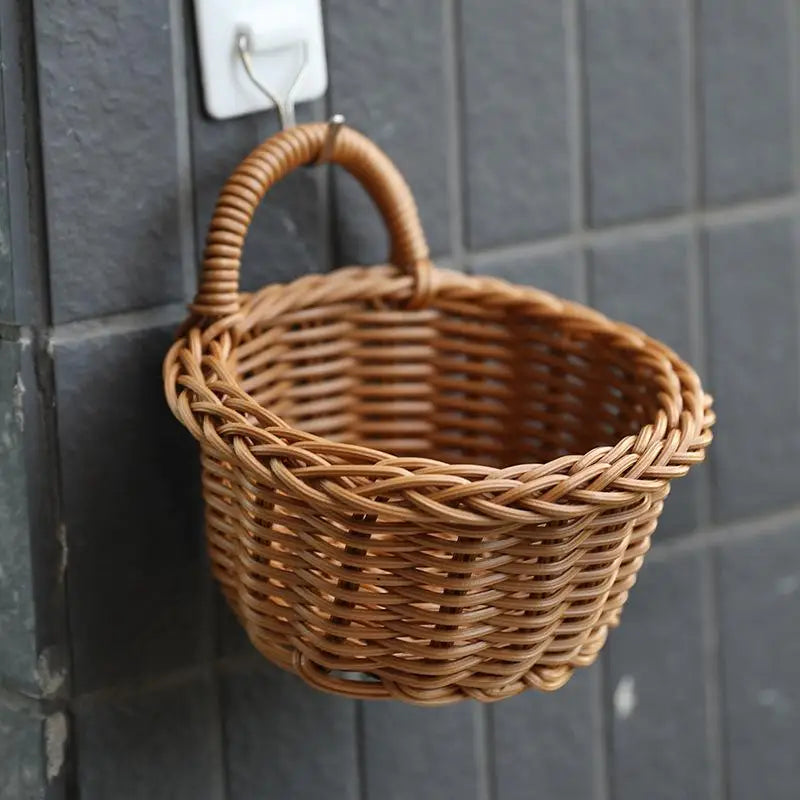 (YOUU06)Wall Hanging Basket Boho Style Hand-Woven Hanging Storage Baskets Kitchen Ginger Garlic Scallion Egg Fruit Storage Box