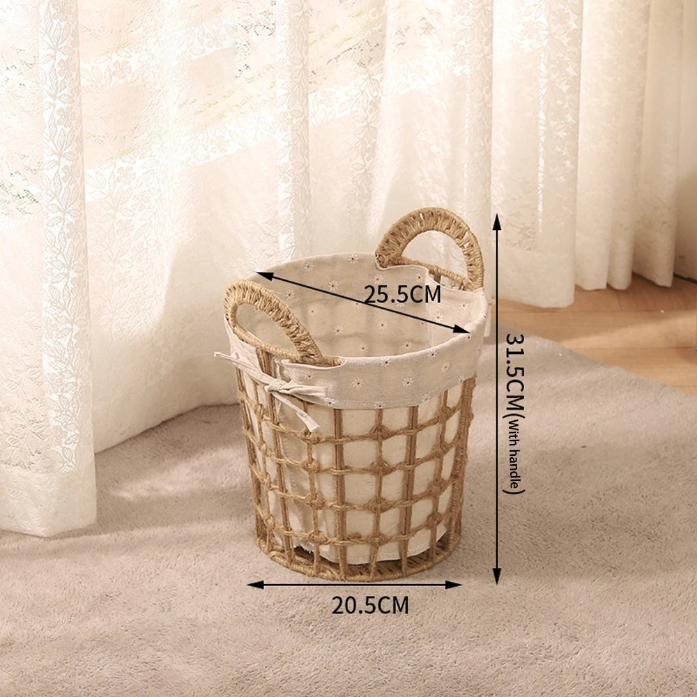 Panier à Linge Osier Rotin Grande Taille avec Poignées