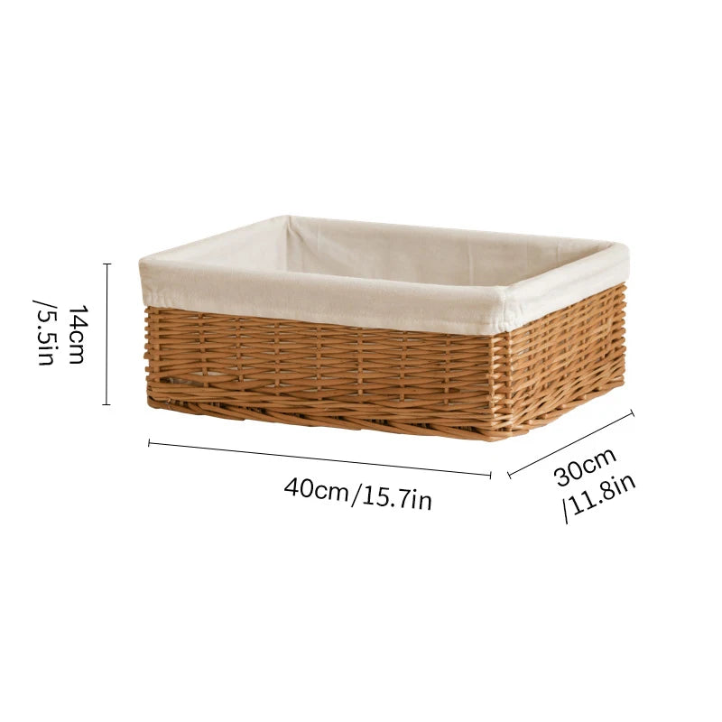 Woven Storage Baskets Organizers Picnic Breakfast Basket Laundry Box Sundries Storage Basket Desktop Cosmetics Snack Storage Box