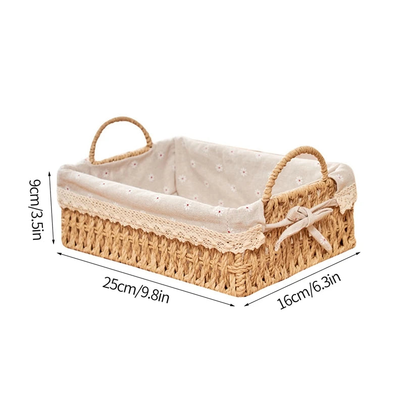 Woven Storage Baskets Organizers Picnic Breakfast Basket Laundry Box Sundries Storage Basket Desktop Cosmetics Snack Storage Box