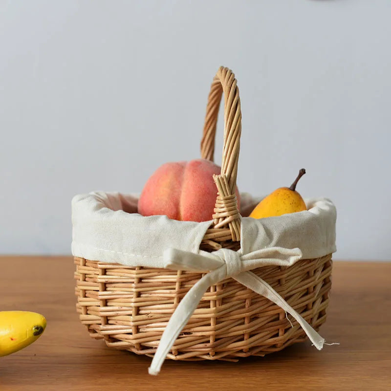 Handmade Willow Easter Basket Natural Wicker with Handle for Easter Egg Hunt Home Decor Spring Decoration Gift Fruit Basket