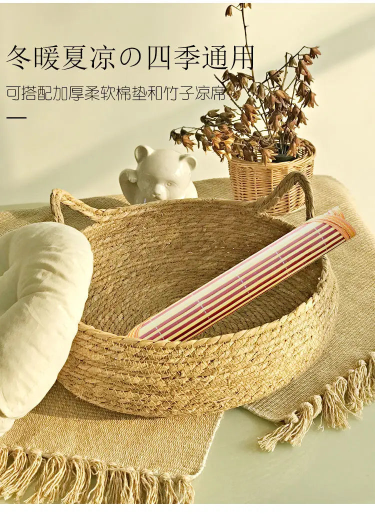 Four Seasons Cat Bed Woven Removable Upholstery Sleeping House Cat Scratch Floor Rattan Washable Cats Pet Products Accessories