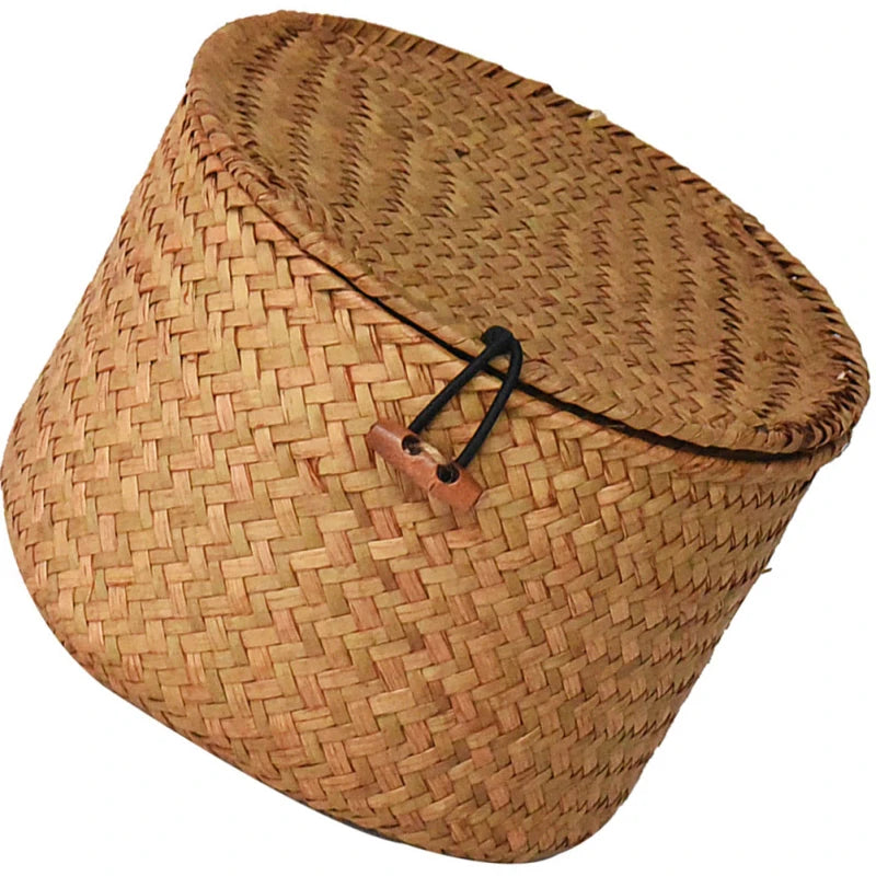 Round Handmade Seagrass Storage Box Decorative ganizer Baskets Toilet Paper Holder Gift Container Woven Desktop Basket For