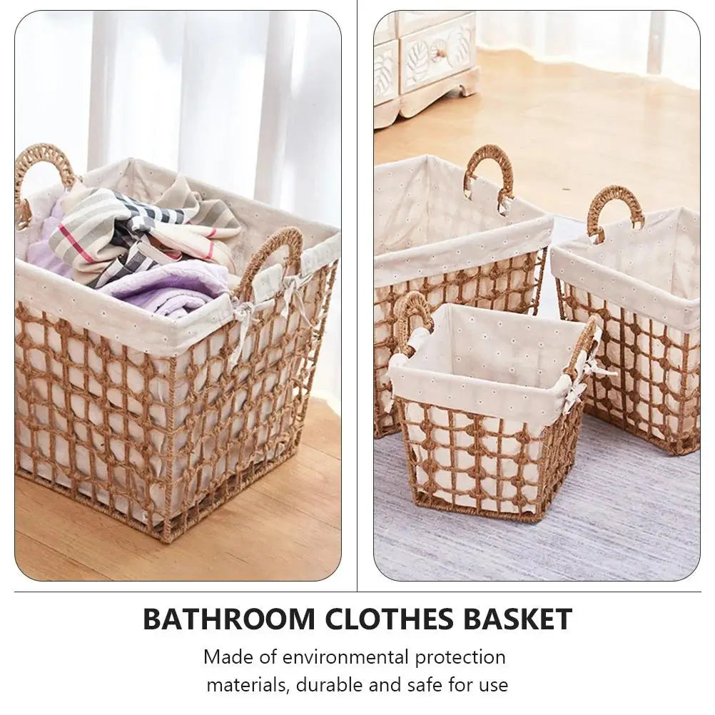 Panier à Linge Osier Rotin Grande Taille avec Poignées