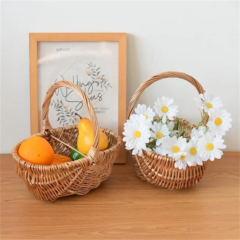 E8BD Traditional Wicker Basket Offering Durability And For Everyday Use In Shopping And Outdoor Activities