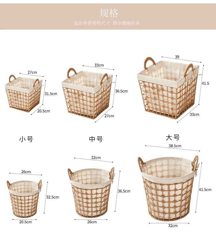 Panier à Linge Osier Tressé Style Bohème pour Chambre