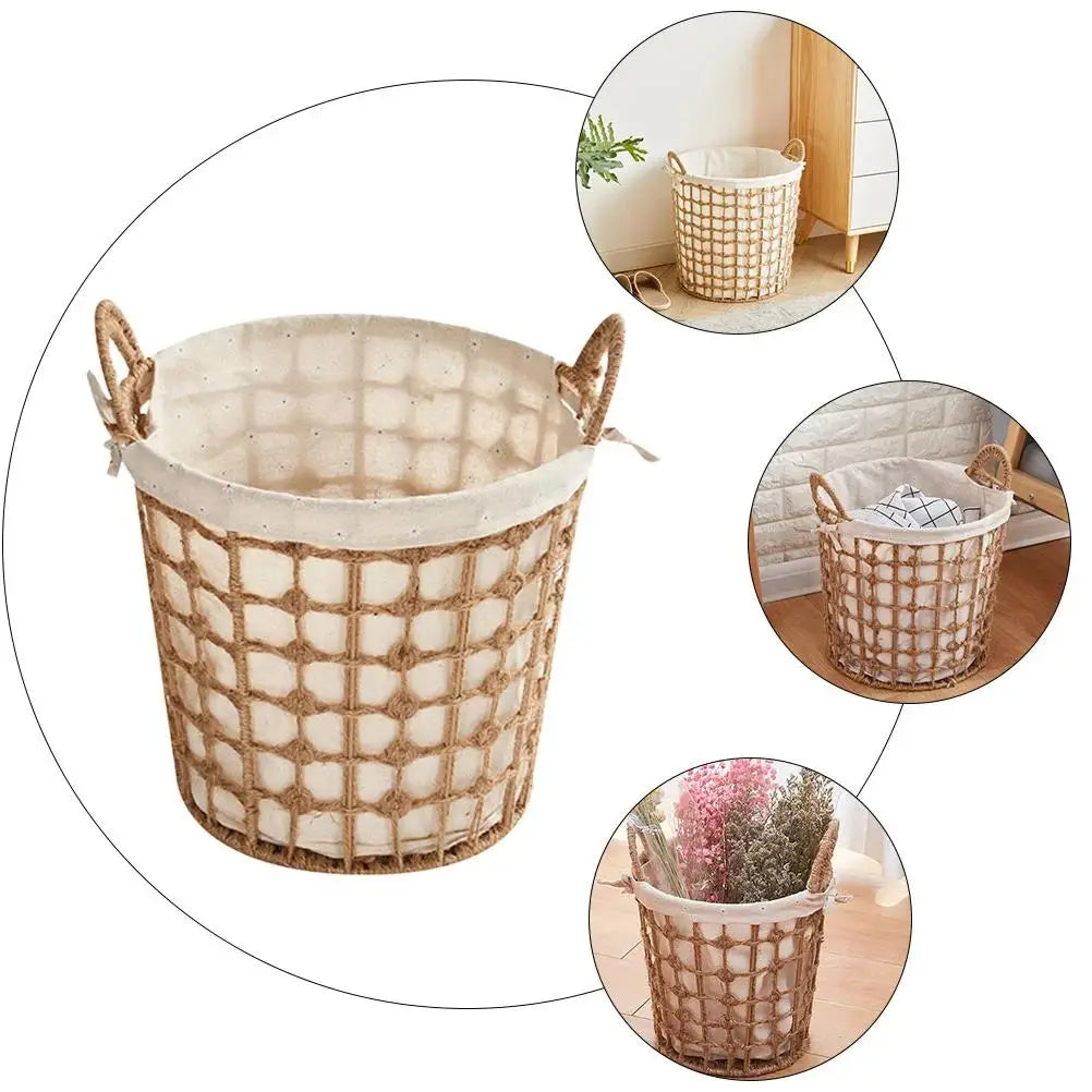 Panier à Linge Osier Rotin Grande Taille avec Poignées