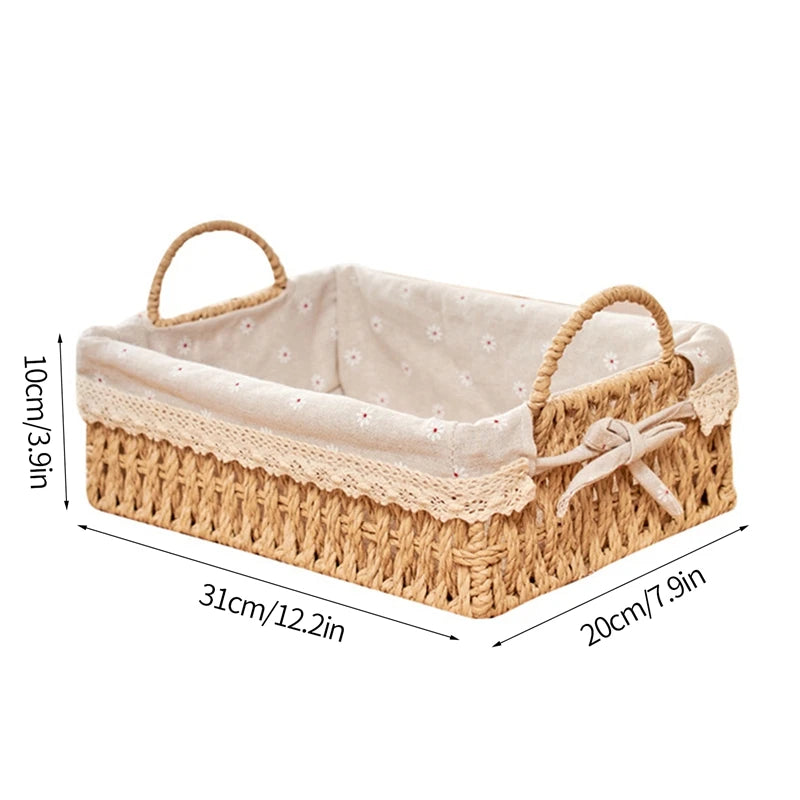 Woven Storage Baskets Organizers Picnic Breakfast Basket Laundry Box Sundries Storage Basket Desktop Cosmetics Snack Storage Box
