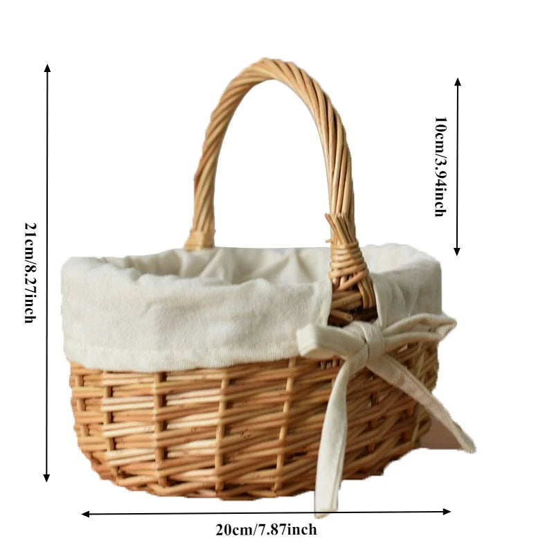 Handmade Willow Easter Basket Natural Wicker with Handle for Easter Egg Hunt Home Decor Spring Decoration Gift Fruit Basket