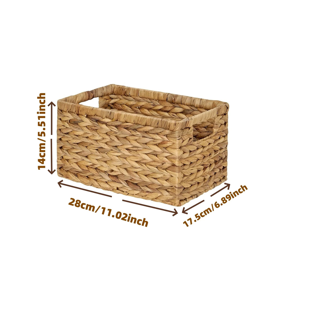 Handwoven Storage Baskets Sundries Organizer with Lid Rectangular Cosmetics Box Clothes Laundry Basket Towel Toys Container
