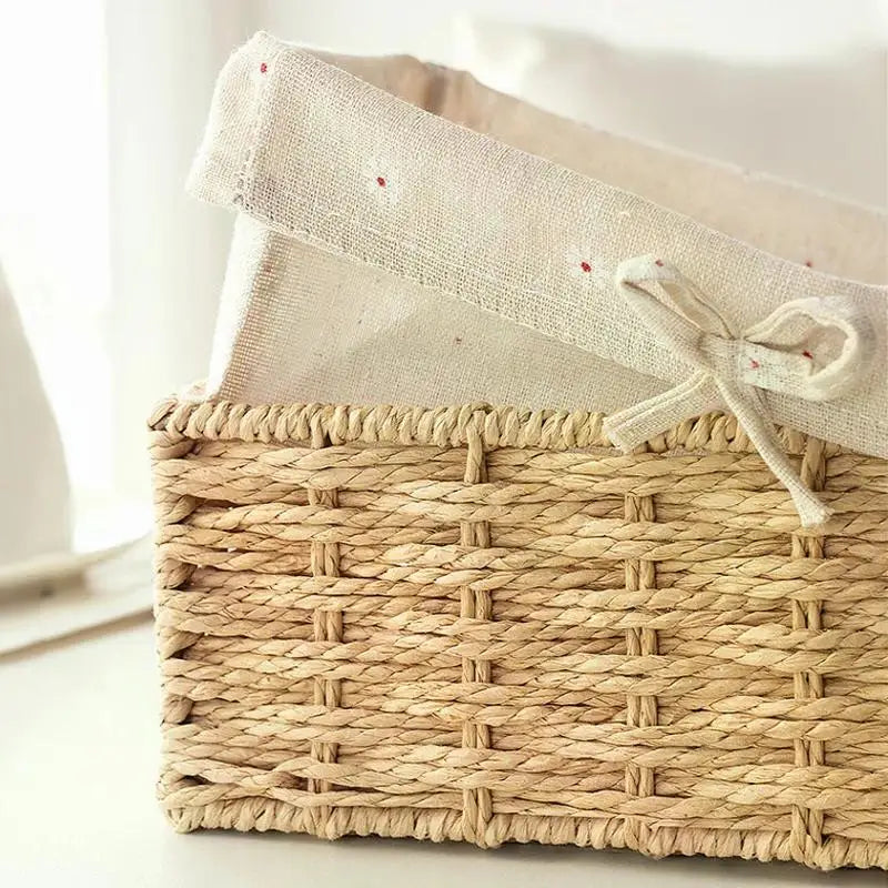 Woven Storage Baskets Organizers Picnic Breakfast Basket Laundry Box Sundries Storage Basket Desktop Cosmetics Snack Storage Box