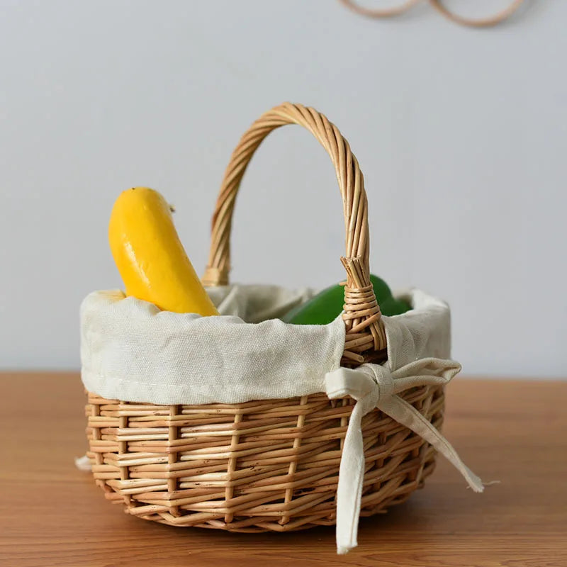 Handmade Willow Easter Basket Natural Wicker with Handle for Easter Egg Hunt Home Decor Spring Decoration Gift Fruit Basket
