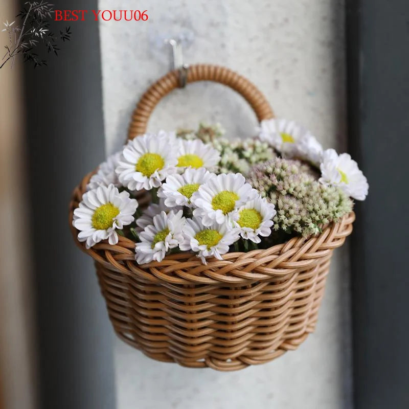 (YOUU06)Wall Hanging Basket Boho Style Hand-Woven Hanging Storage Baskets Kitchen Ginger Garlic Scallion Egg Fruit Storage Box