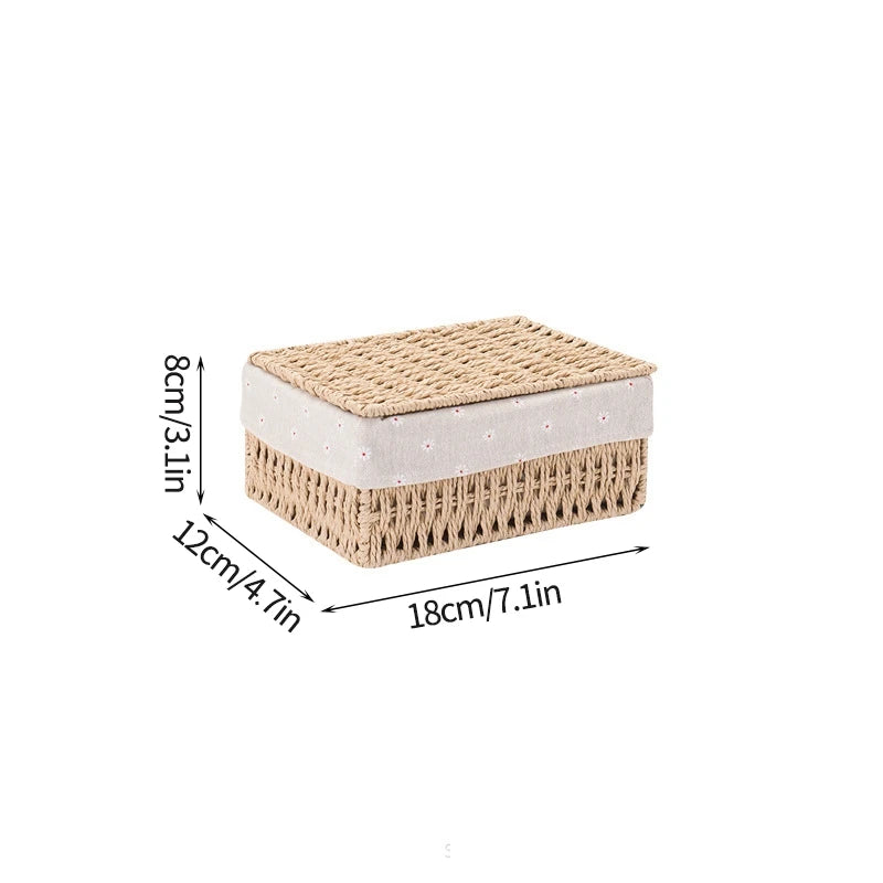 Woven Storage Baskets Organizers Picnic Breakfast Basket Laundry Box Sundries Storage Basket Desktop Cosmetics Snack Storage Box