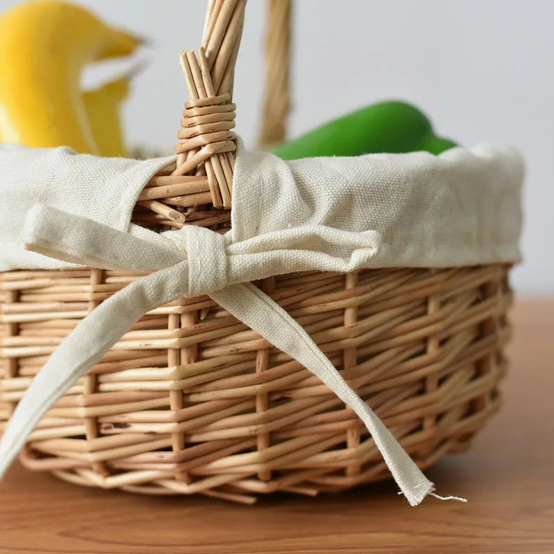 Handmade Willow Easter Basket Natural Wicker with Handle for Easter Egg Hunt Home Decor Spring Decoration Gift Fruit Basket