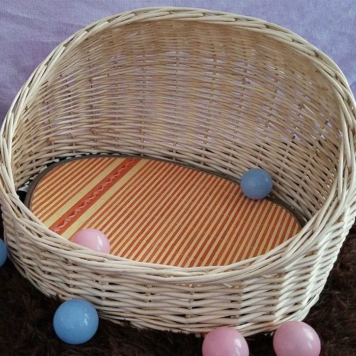 Willow Vine Weaving Dog House Summer Cool Cat Bed Four Season Universal Small Dog Pet Nest Summer Sleeping Mat Teddy Dog Bed