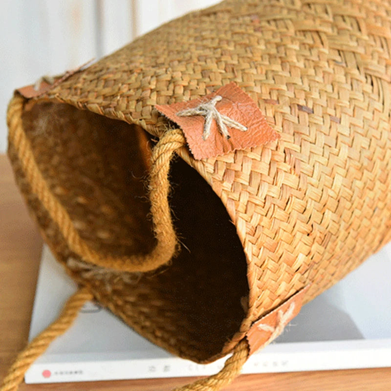 Zerolife Seagrass Storage Basket Pure Natural Woven Wicker Laundry Basket Plant Flower Pot For Home Garden Decorations Osier