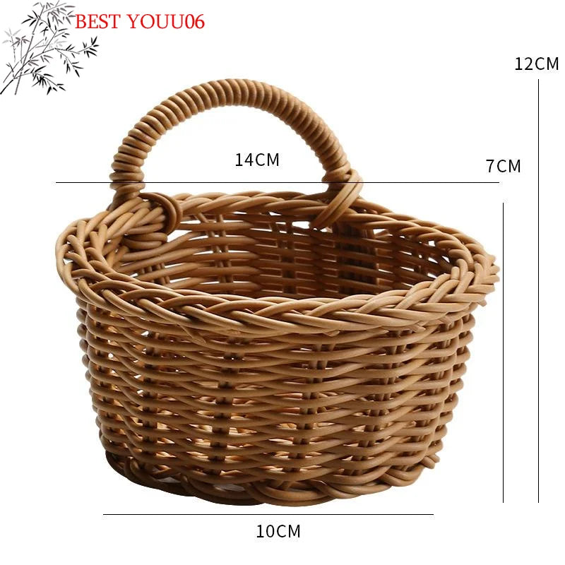 (YOUU06)Wall Hanging Basket Boho Style Hand-Woven Hanging Storage Baskets Kitchen Ginger Garlic Scallion Egg Fruit Storage Box