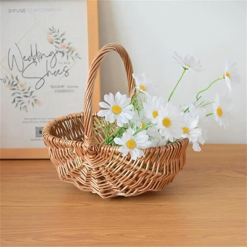 E8BD Traditional Wicker Basket Offering Durability And For Everyday Use In Shopping And Outdoor Activities
