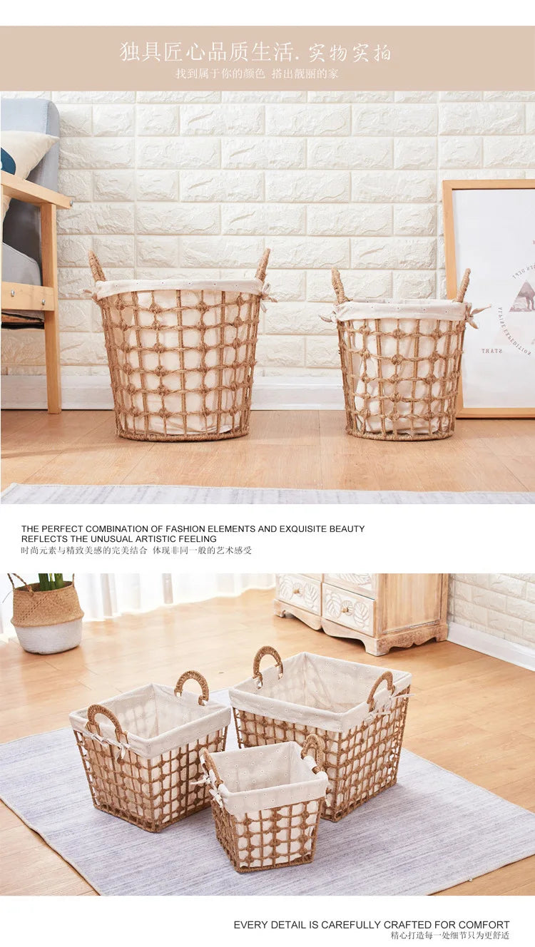 Panier à Linge Osier Tressé Style Bohème pour Chambre