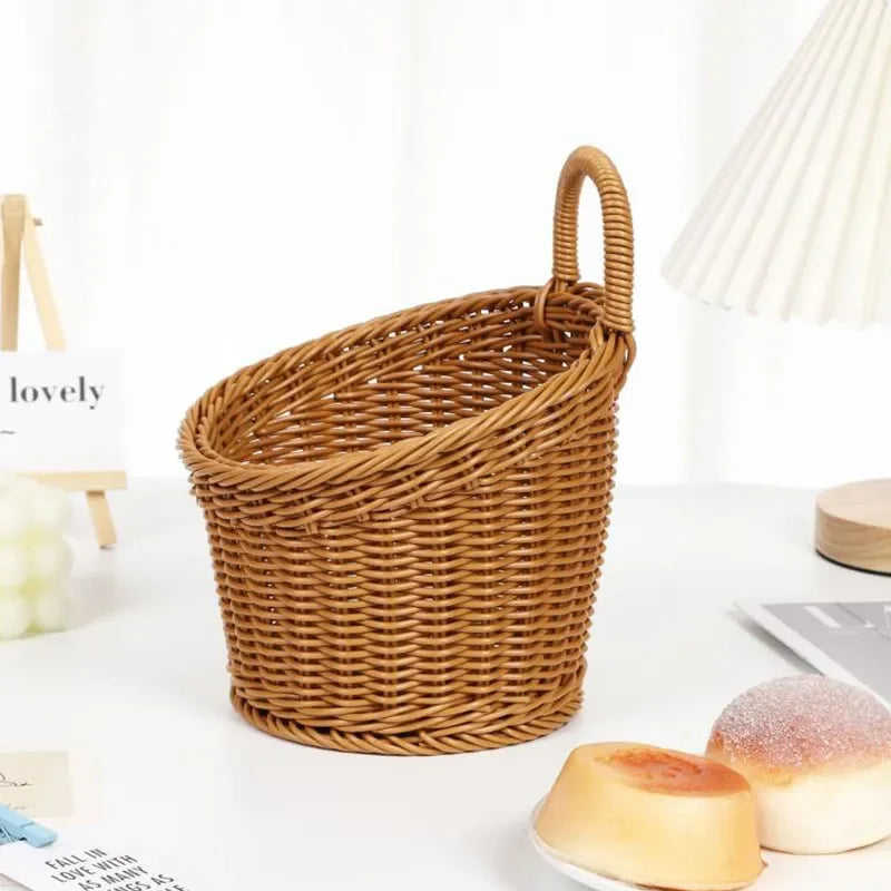 Wall-mounted Vegetable Basket Fruit and Sundry Basket Natural Wicker Weave Storage Basket Kitchen Storage Home Decoration