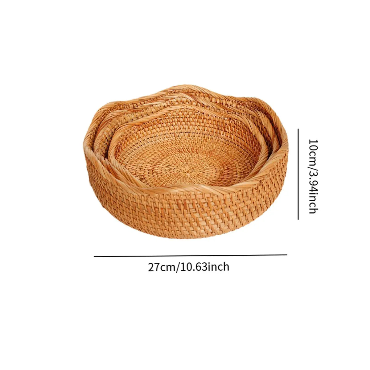 3x Woven Fruit Basket Portable Fruit Storage Holder for Tea Coffee Table
