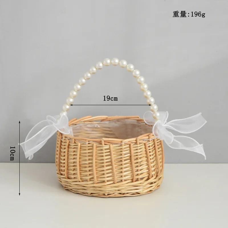 Handmade Willow Easter Basket Natural Wicker with Handle for Easter Egg Hunt Home Decor Spring Decoration Gift Fruit Basket