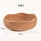 Round Rattan Fruit Basket, Wicker Woven Snack Tray, ,Bread Food Organizer, Kitchen Storage, Home Decoration