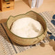 Natural Cat Bed Straw Nest Woven Pet House Handmade Braided Cattail Leaf with Soft Cushion