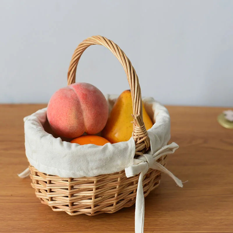 Handmade Willow Easter Basket Natural Wicker with Handle for Easter Egg Hunt Home Decor Spring Decoration Gift Fruit Basket
