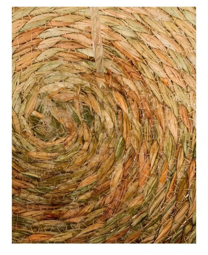 Natural Cat Bed Straw Nest Woven Pet House Handmade Braided Cattail Leaf with Soft Cushion