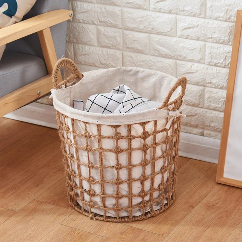 Panier à Linge Osier Tressé Style Bohème pour Chambre