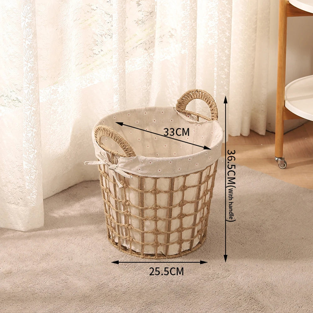 Panier à Linge Osier Rotin Grande Taille avec Poignées