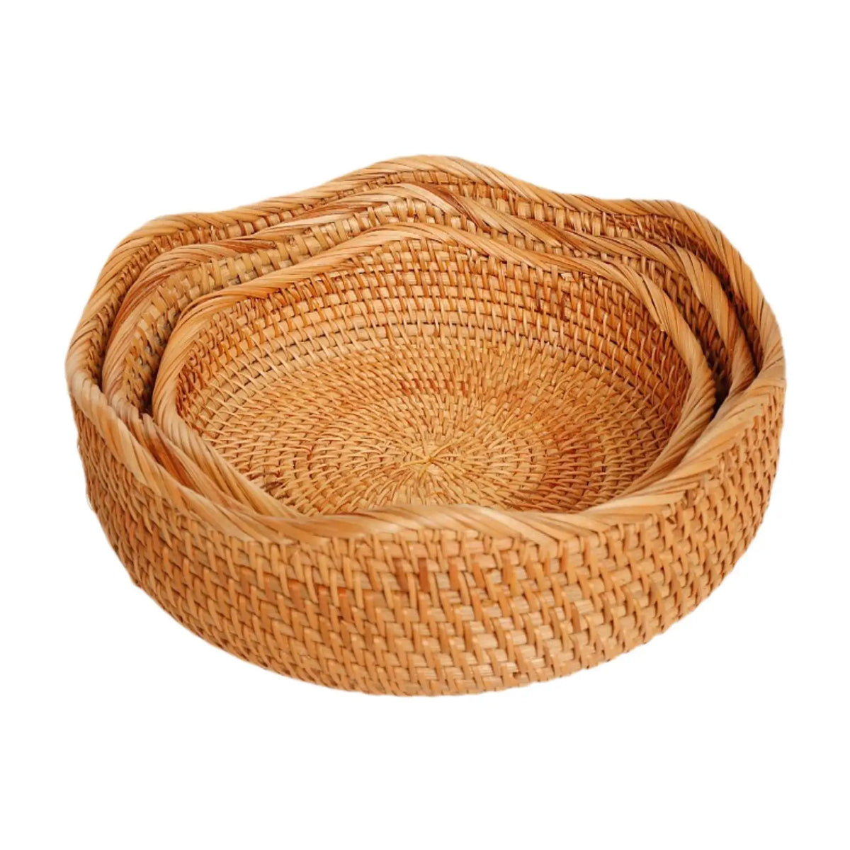 3x Woven Fruit Basket Portable Fruit Storage Holder for Tea Coffee Table