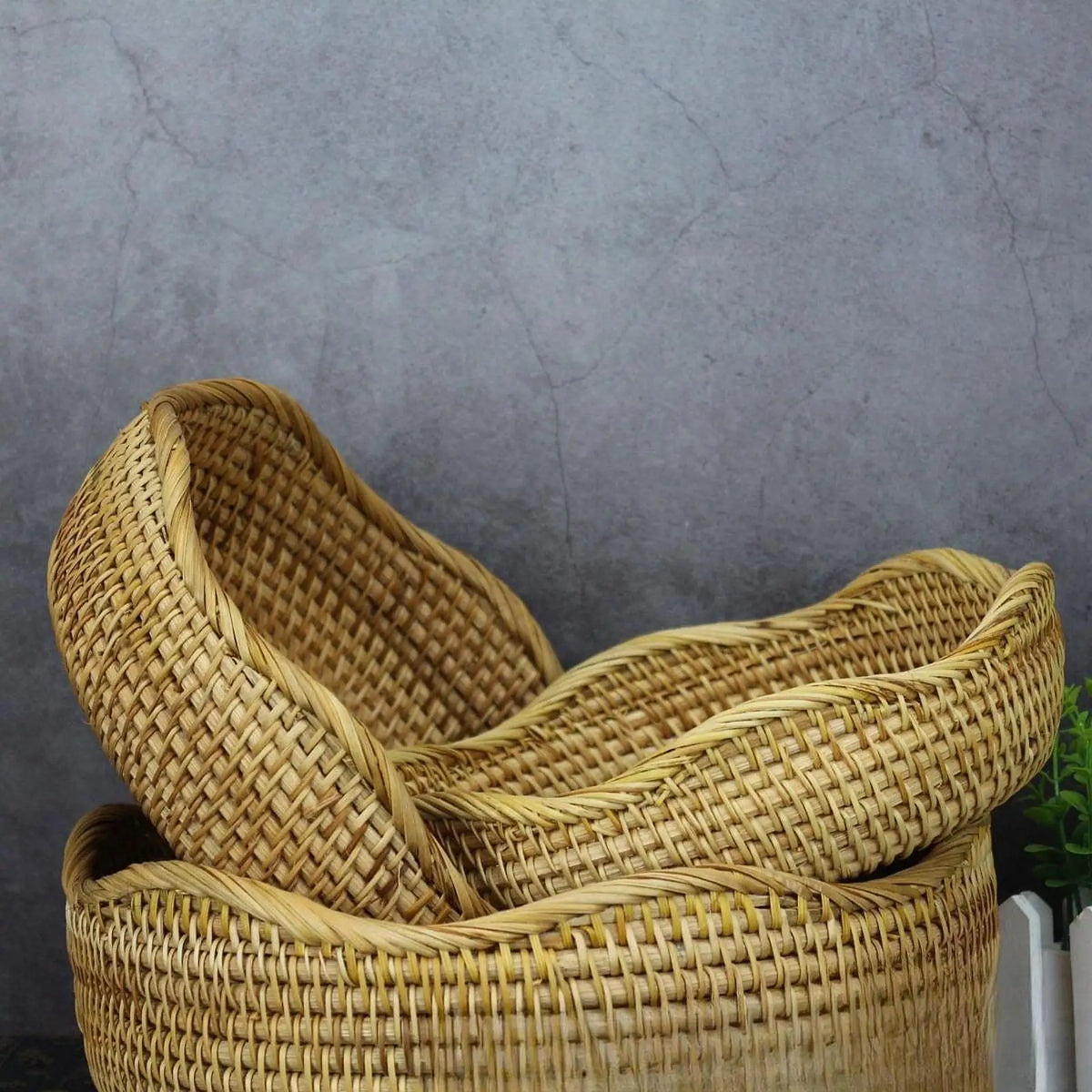 3x Woven Fruit Basket Portable Fruit Storage Holder for Tea Coffee Table
