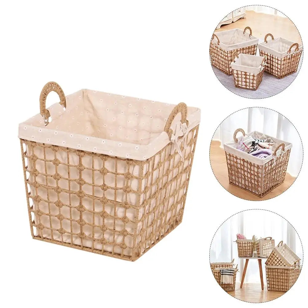 Panier à Linge Osier Rotin Grande Taille avec Poignées